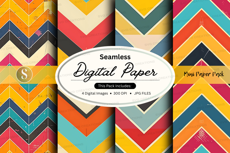 Seamless digital paper textures colorful zigzag pattern desi