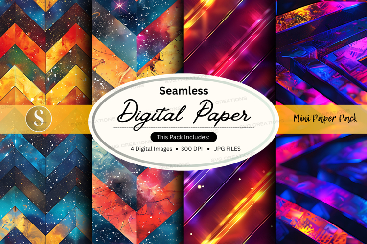 Seamless digital paper pack abstract colorful textures backg