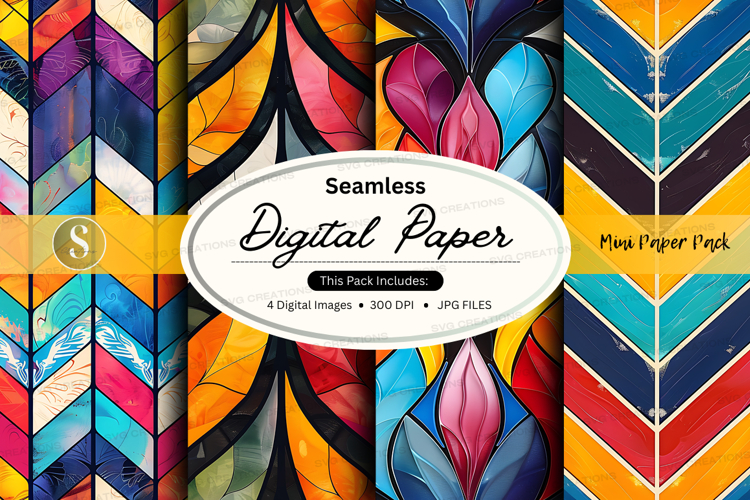 Seamless digital paper pack colorful abstract textures backg