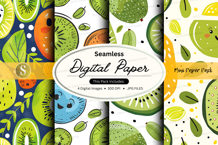 Seamless kiwi lime digital paper pack background texture