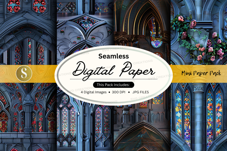 Seamless vintage digital paper texture with floral gothic de