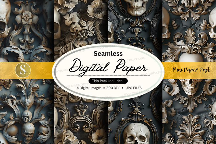 Seamless Gothic Digital Paper Texture Background Dark Vintag