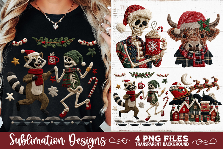 Preppy Rustic Christmas Patchwork Sublimation Designs