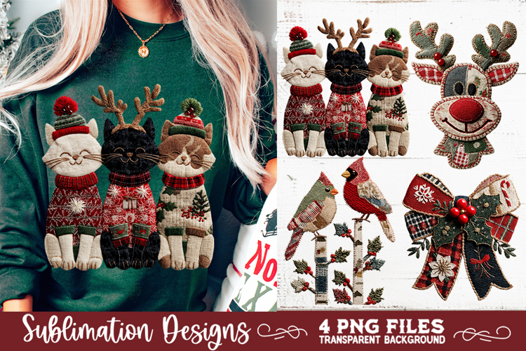 Preppy Rustic Christmas Patchwork Sublimation Designs