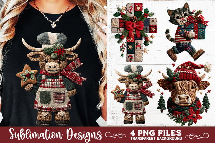 Preppy Rustic Christmas Patchwork Sublimation Designs