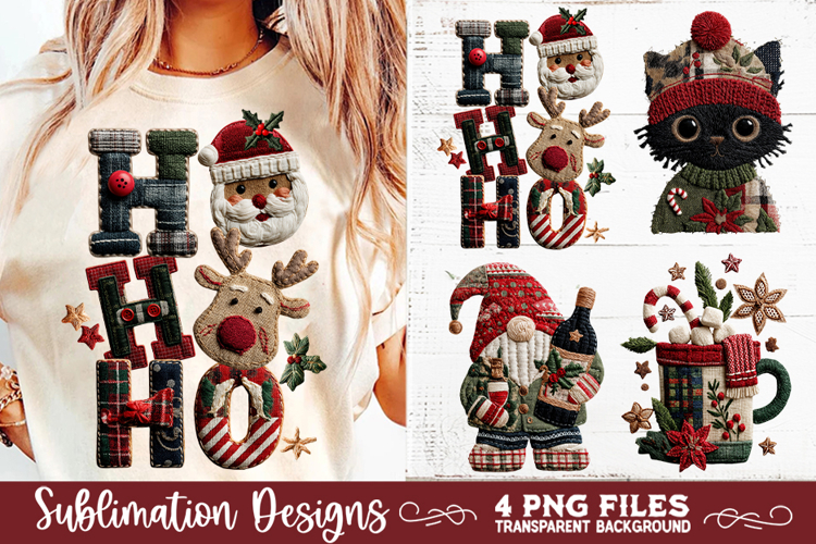 Preppy Rustic Christmas Patchwork Sublimation Designs