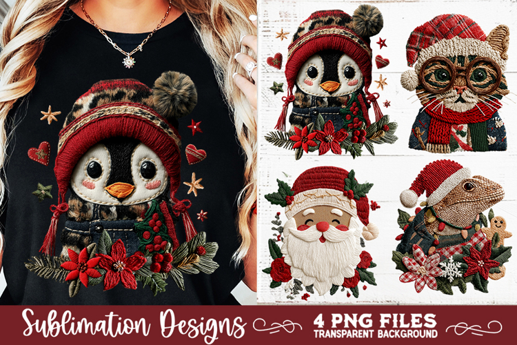 Preppy Rustic Christmas Patchwork Sublimation Designs