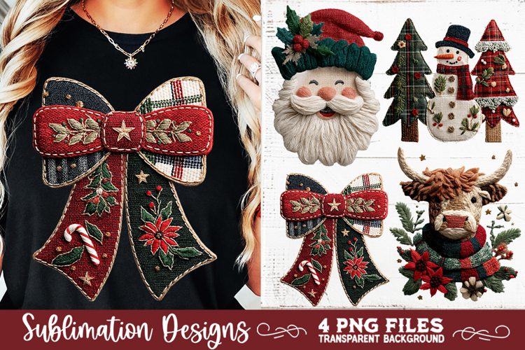 Preppy Rustic Christmas Patchwork Sublimation Designs