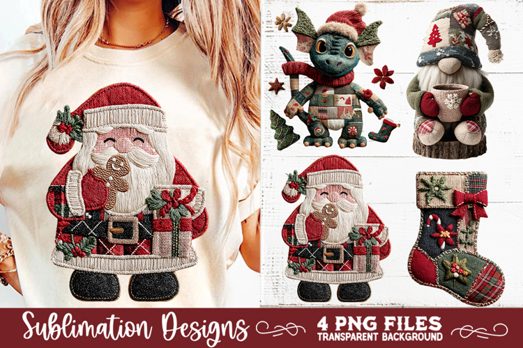 Preppy Rustic Christmas Patchwork Sublimation Designs