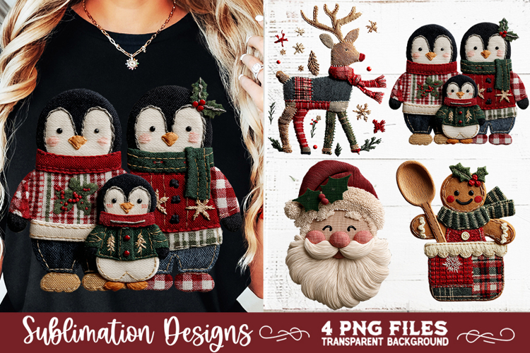 Preppy Rustic Christmas Patchwork Sublimation Designs