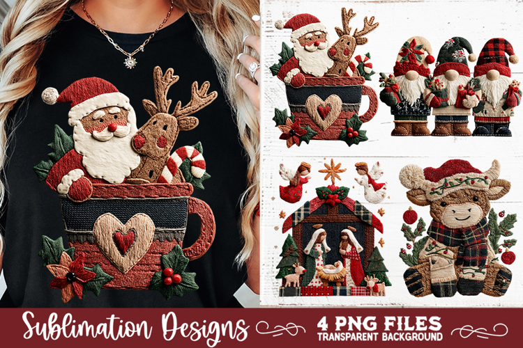 Preppy Rustic Christmas Patchwork Sublimation Designs