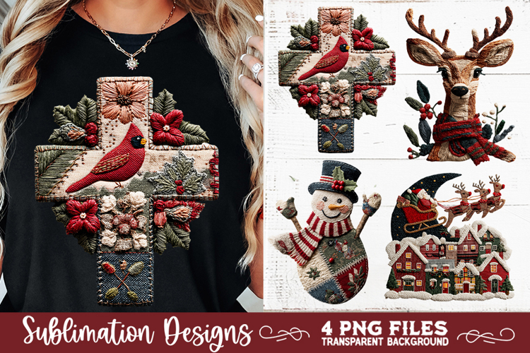 Preppy Rustic Christmas Patchwork Sublimation Designs