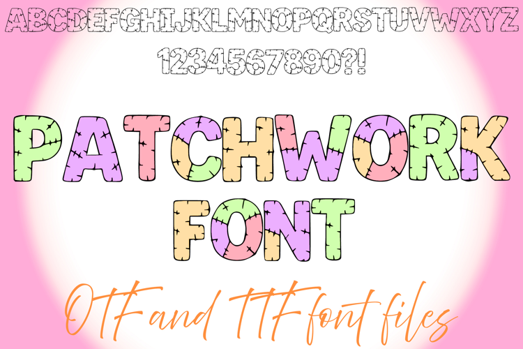 Patchwork Alphabet Lettering ABC Text Font Stitch Typeface