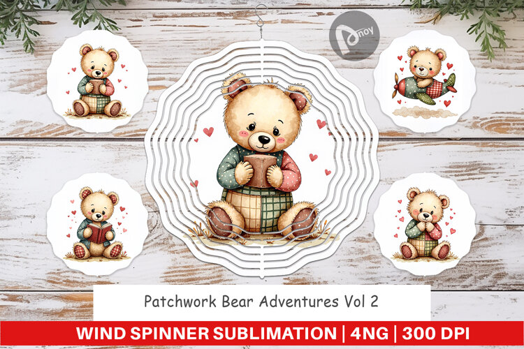 Patchwork Bear Adventures Wind Spinner example image 1
