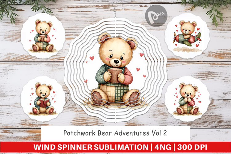 Patchwork Bear Adventures Wind Spinner
