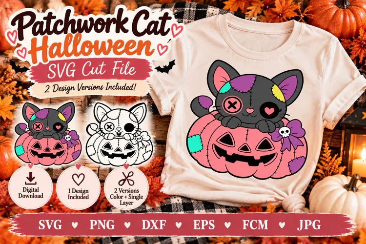 Cute Halloween Black Cat and Pumpkin SVG, Halloween Cat SVG
