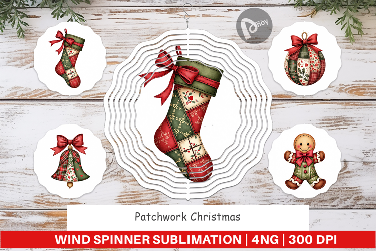 Patchwork Christmas Wind Spinner