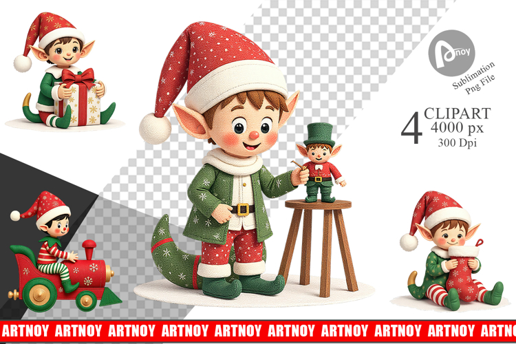 Patchwork Elf Clipart