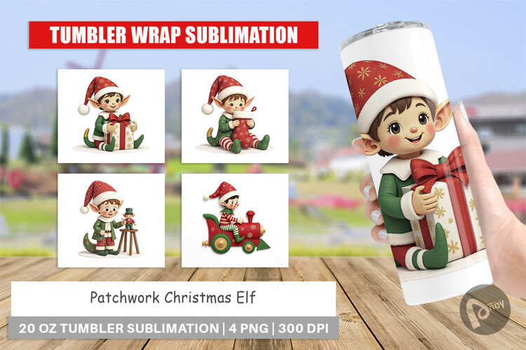 Tumbler Patchwork Elf example image 1
