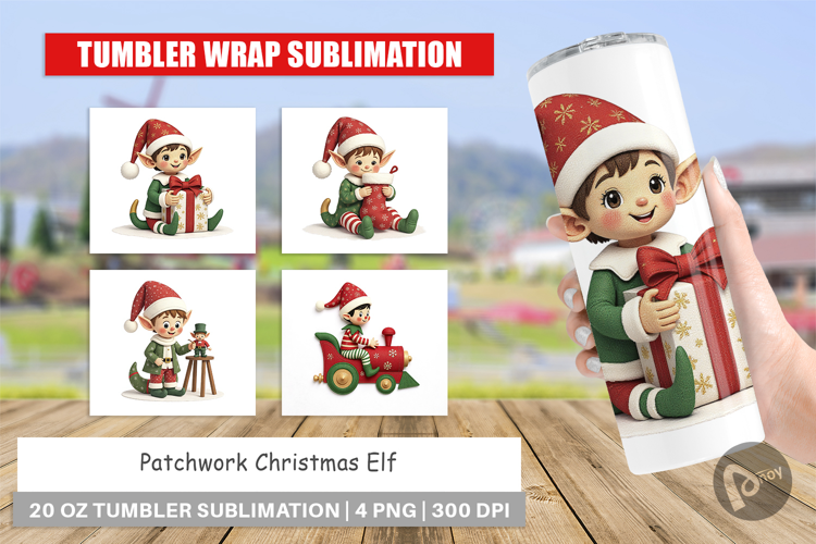 Tumbler Patchwork Elf