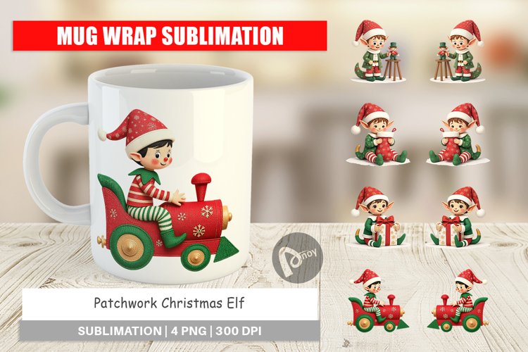 Mug Wrap Patchwork Elf