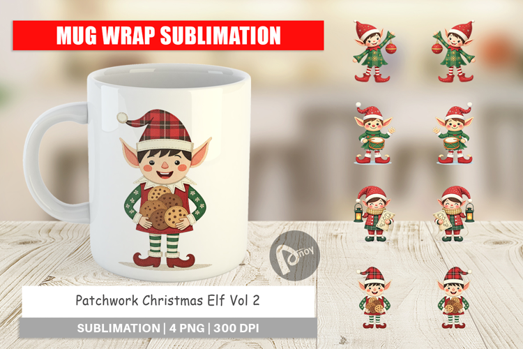 Mug Wrap Patchwork Elf