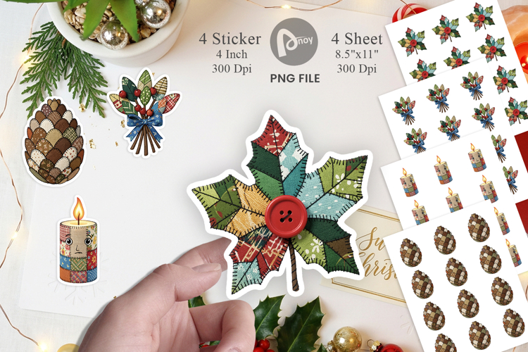 Christmas Folk Art Sticker