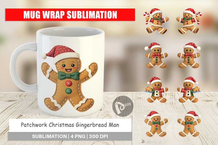 Mug Wrap Patchwork Gingerbread