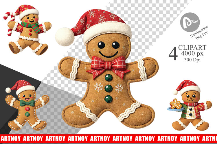 Patchwork Gingerbread Clipart