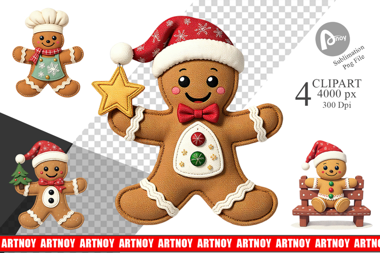 Patchwork Gingerbread Clipart