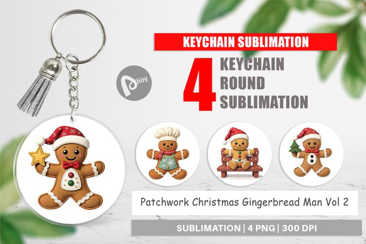 Keychain Patchwork Gingerbread