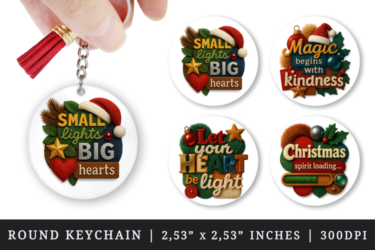 Patchwork Christmas round keychain sublimation design