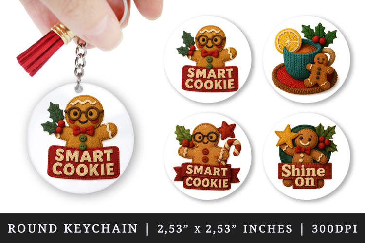 Patchwork Christmas round keychain sublimation design
