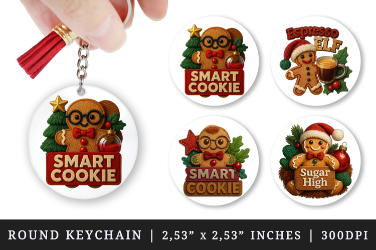 Patchwork Christmas round keychain sublimation design