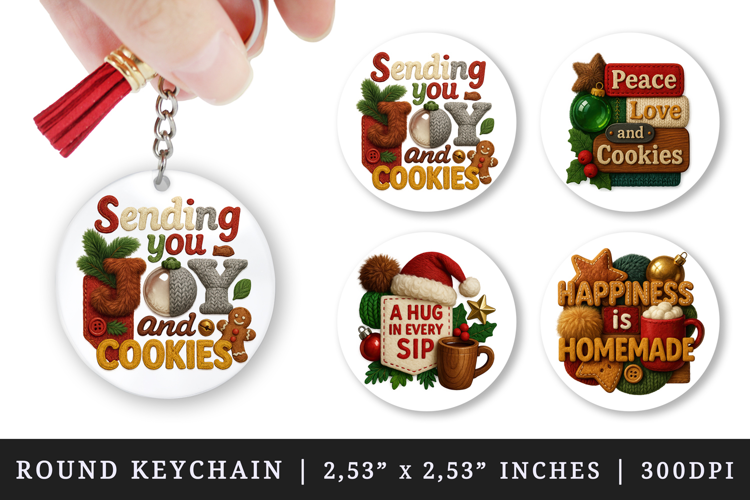 Patchwork Christmas round keychain sublimation design