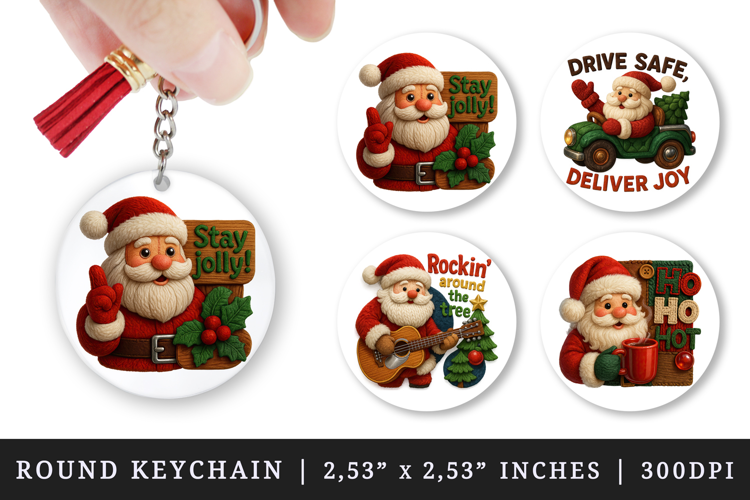 Patchwork Christmas round keychain sublimation design