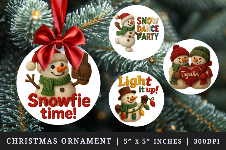 Patchwork Christmas round ornaments sublimation design