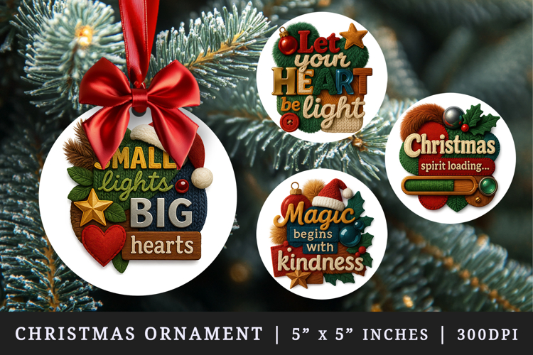 Patchwork Christmas round ornaments sublimation design