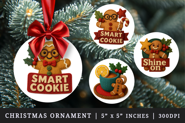 Patchwork Christmas round ornaments sublimation design