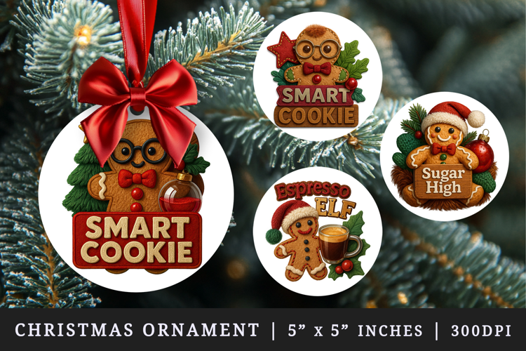 Patchwork Christmas round ornaments sublimation design