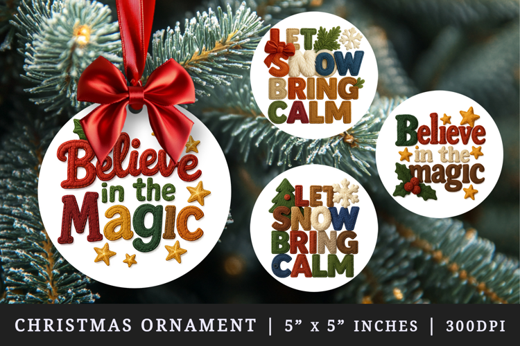 Patchwork Christmas round ornaments sublimation design