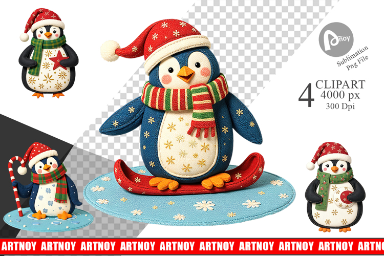 Patchwork Penguin Clipart