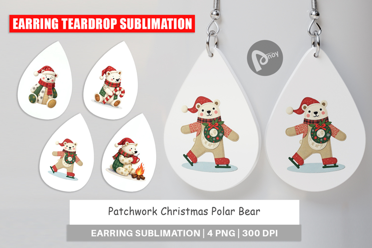 Earring Patchwork Polar Bear