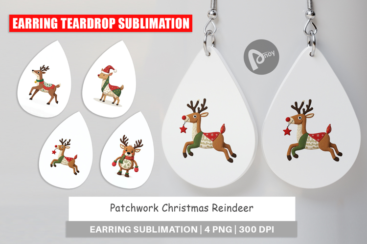 Earring Patchwork Reindeer