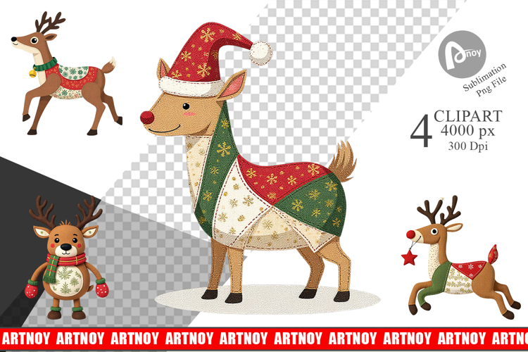 Patchwork Reindeer Clipart