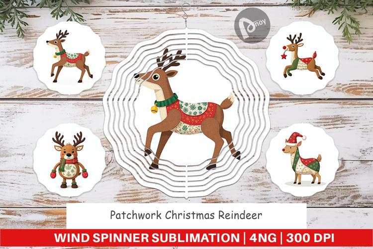 Wind Spinner Patchwork Reindeer