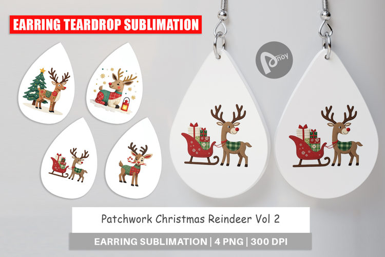 Earring Patchwork Reindeer