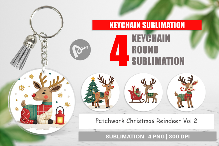 Keychain Patchwork Reindeer
