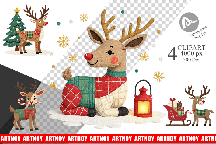 Patchwork Reindeer Clipart