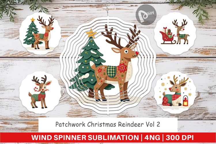 Wind Spinner Patchwork Reindeer